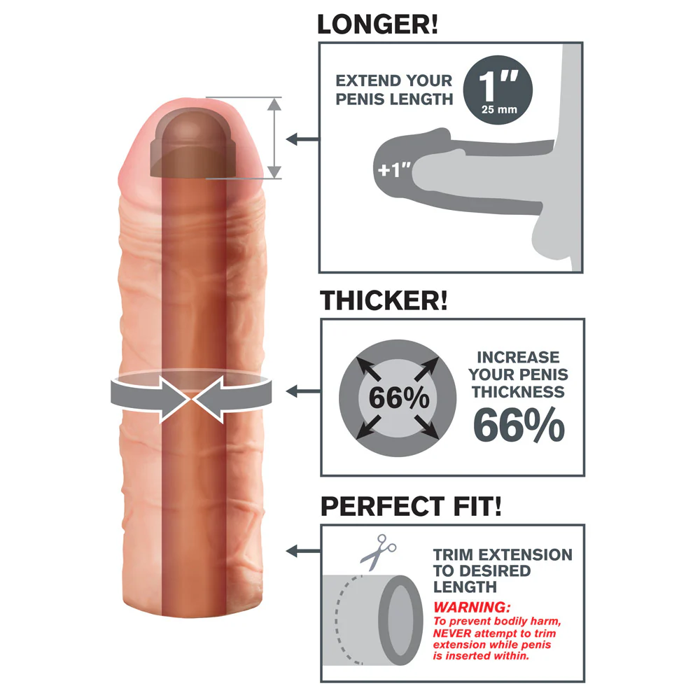 Fantasy X-Tensions Mega 1" Girthy Penis Extension Sleeve - Image 3