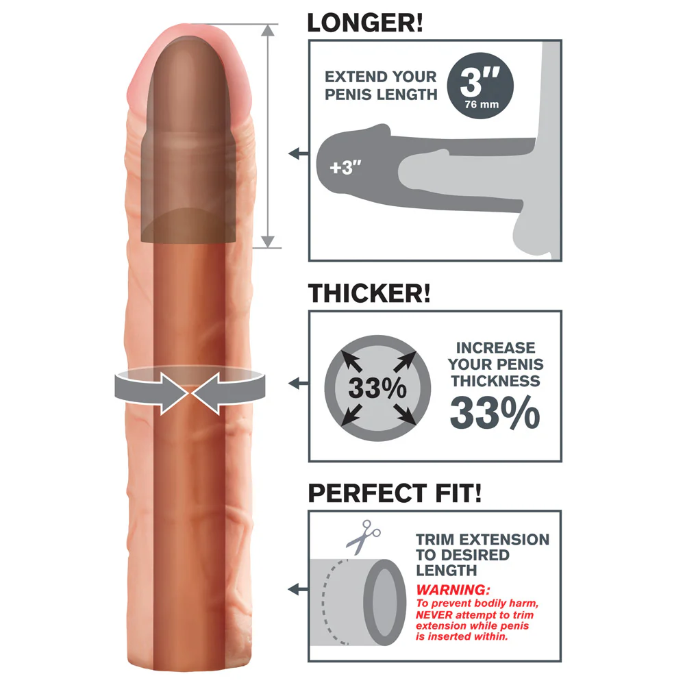 Fantasy X-Tensions Perfect 3" Firm Tip Penis Extension Sleeve - Image 3