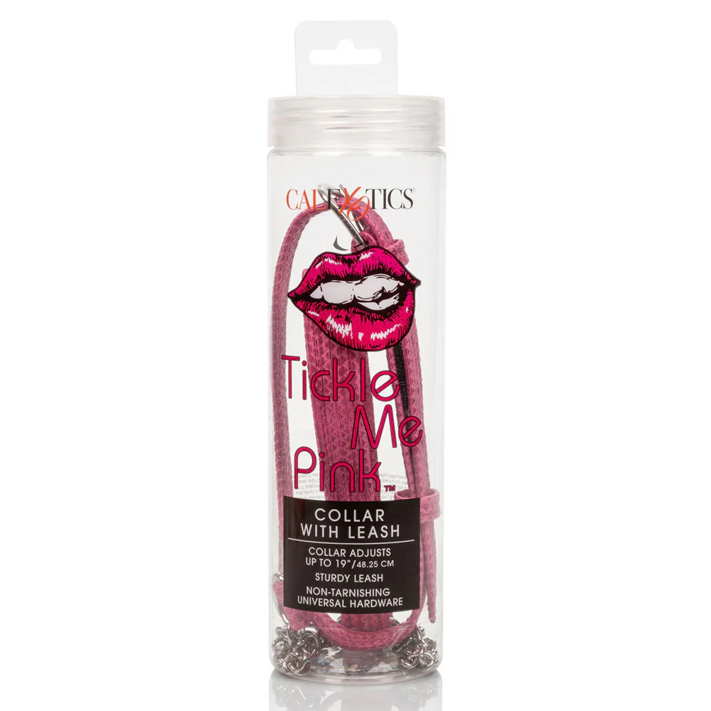 Tickle Me Pink  Glitter Collar With Leash - Image 4