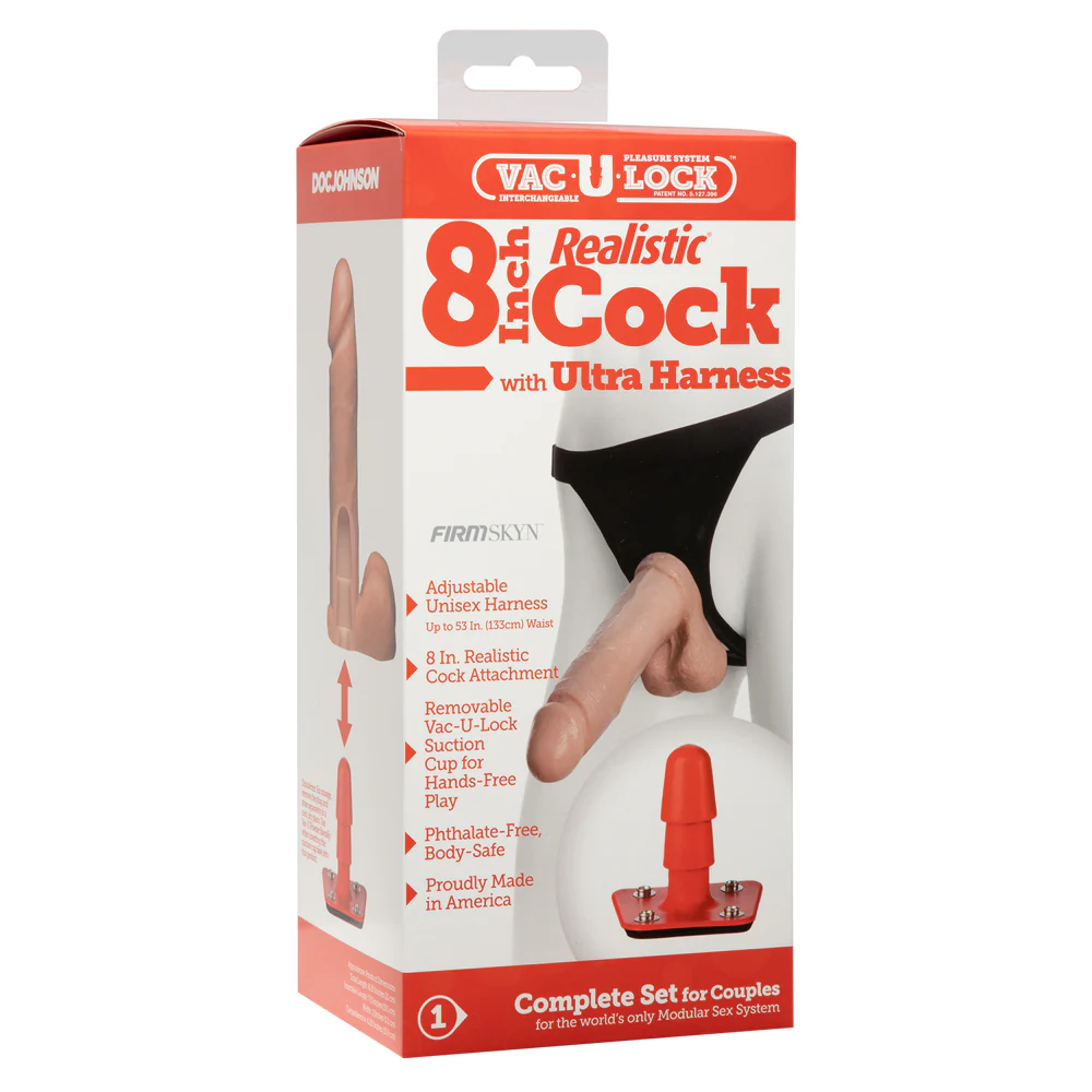Vac-U-Lock 8" Realistic Cock With Ultra Harness - Image 3